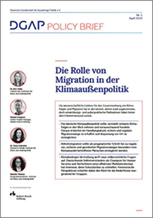 Titelseite der Publikation: Die Rolle von Migration in der Klimaaußenpolitik