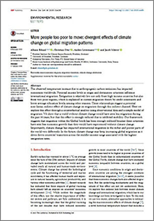 Titelseite der Publikation: More people too poor to move: divergent effects of climate change on global migration patterns