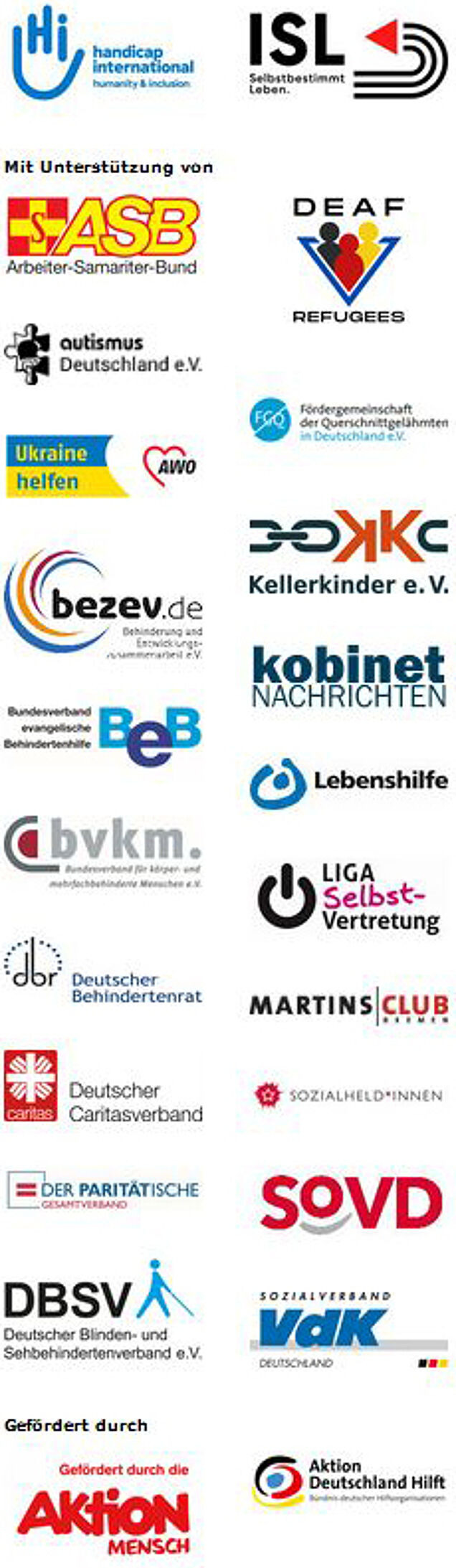 Logos: Organisationen der Behindertenhilfe