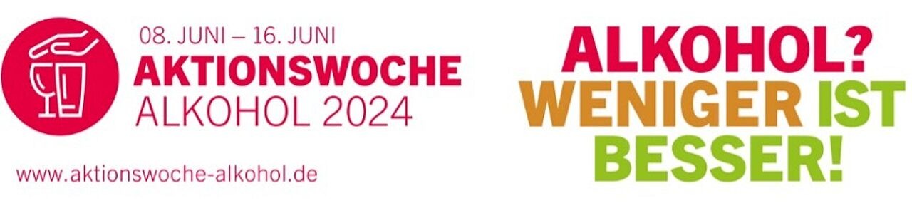 Banner der Aktionswoche Alkohol 2024 mit dem Slogan Alkohol? Weniger ist besser!