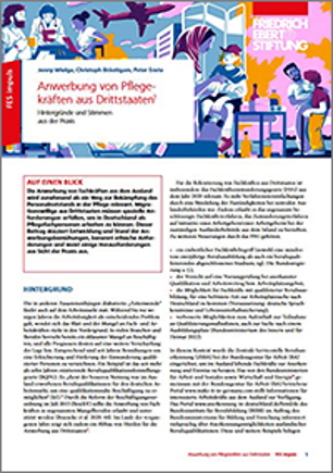 Titelseite der Publikation: Anwerbung von Pflegekräften aus Drittstaaten